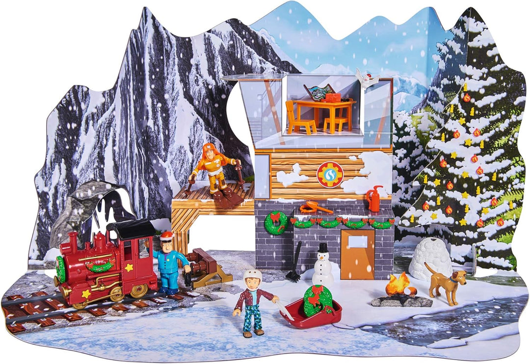 Simba 109251037 - Feuerwehrmann Sam Adventskalen/ Mit grosser Spielszenerie / Mit Weihnachtsgeschich