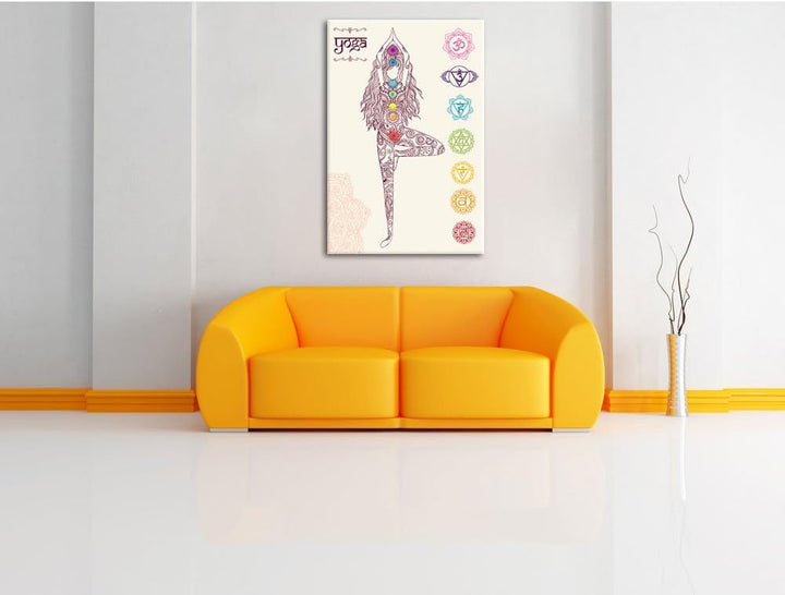 Pixxprint Yogafigur in der Tree Pose als Leinwandbild/Grösse: 100x70 cm/Wandbild/Kunstdruck/fertig b