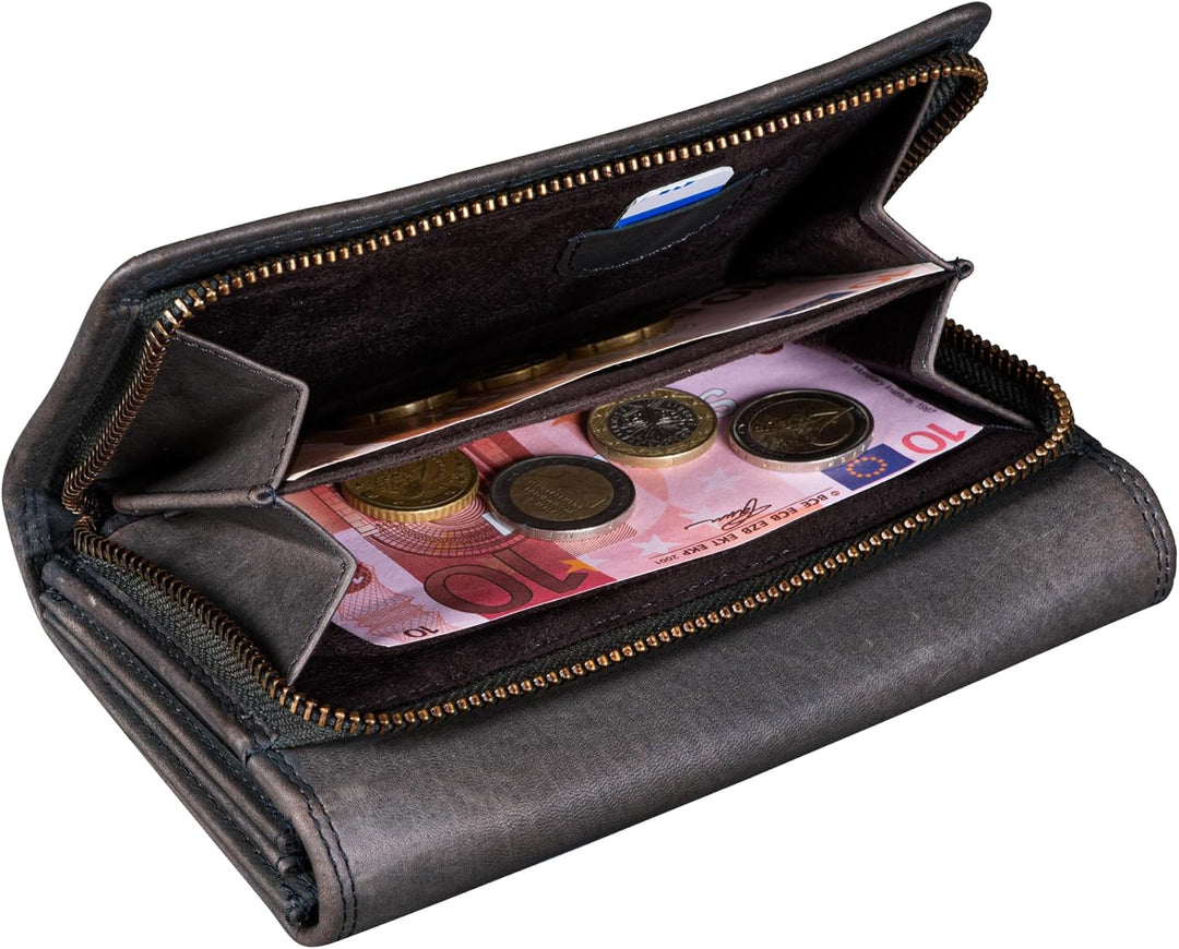 Benthill Portemonnaie Leder Gross - Geldbörse mit RFID Schutz - Geldbeutel aus echtem Rindsleder mit
