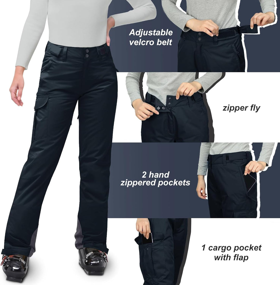 33,000ft Damen Skihose Outdoorhose Wasserdicht Winddichte Softshellhose Warme Gefütterte Thermohose