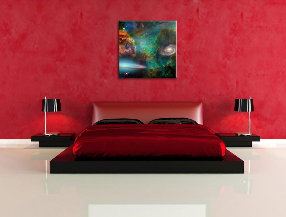 Galaxie mit Sternennebel, Format: 70x70 auf Leinwand, XXL riesige Bilder fertig gerahmt mit Keilrahm