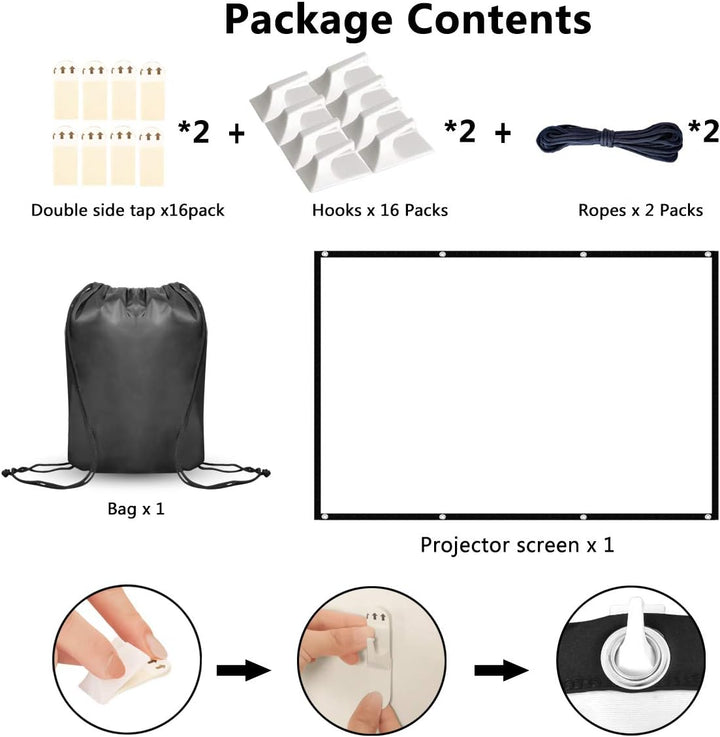 Projection Screen 100 Inch Portable Projection Screen with 16:9 HD 4K Screen for Home Theater Home T