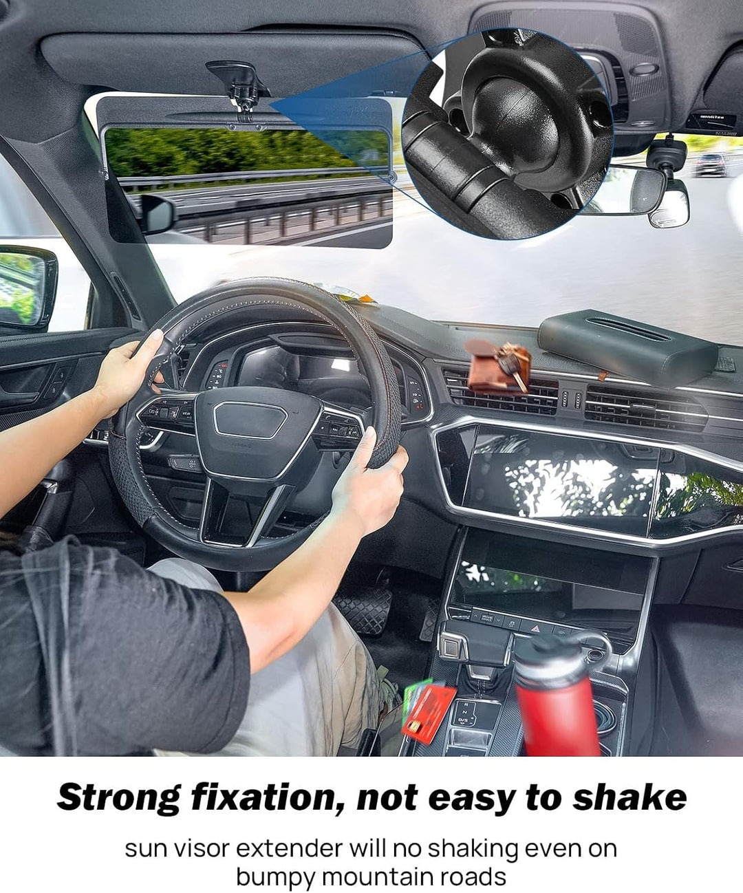 JOYTUTUS Auto Sonnenblende Verlängerung, Frontscheibe-Sonnenschutz, Blend- und UV-Strahlenschutz, Po