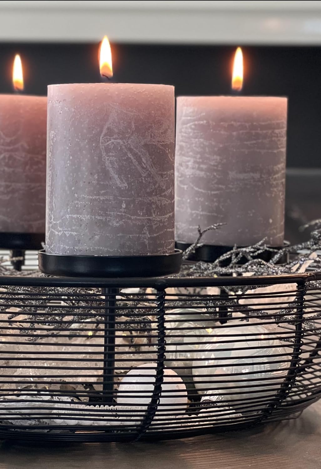 Brandsseller Stumpenkerze 4er Set 7x7,5 cm Weihnachtskerze Adventskranz Grau 7 x 7,5cm | 4er-Set Gra