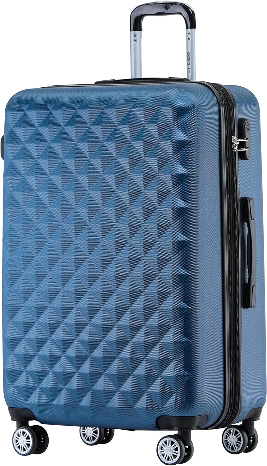 BEIBYE Zwillingsrollen 2066 Hartschale Trolley Koffer Reisekoffer Gepäck M-L-XL-Set (Blau, XL) Blau