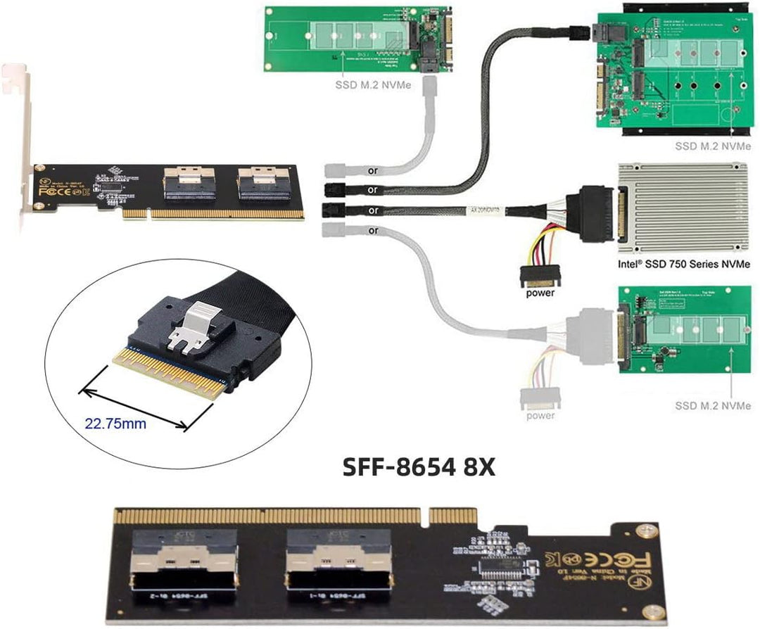 Xiwai Slimline Dual SFF-8654 8X 4 NVME auf PCIE Express 3.0 4.0 Raid Card VROC Raid0 Hyper Adapter S