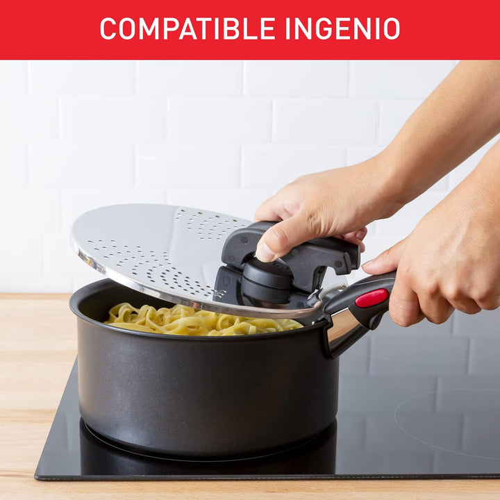 Tefal Ingenio Abtropfdeckel aus Edelstahl, einfache Aufbewahrung, Multidurchmesser, kompatibel mit I