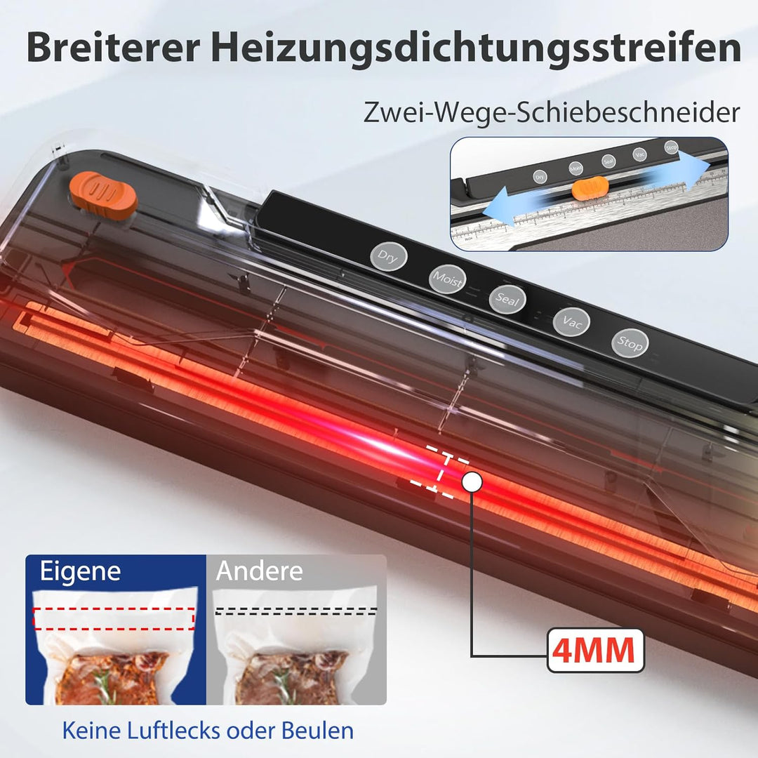 OidoZac vacuum Vakuumiergerät, automatisches Lebensmittel- Folienschweissgeräte, 5 Modi mit 15 Versi