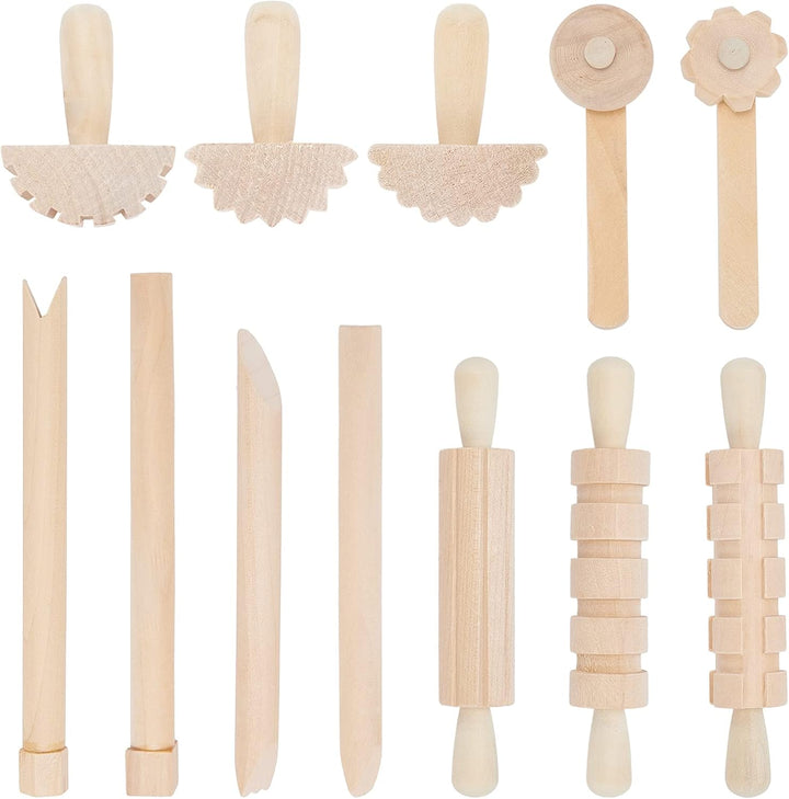 OLYCRAFT 12 Stück Holz Knetwerkzeug Teig Plastilin Werkzeuge Ton- Und Teig Werkzeuge Tonzubehör Inkl