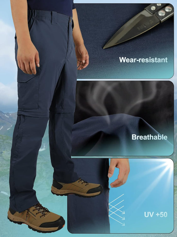 33,000ft Wanderhose Herren Mittele Tailliert Zip Off Trekkinghose mit 6 Taschen, Atmungsaktiv Abnehm