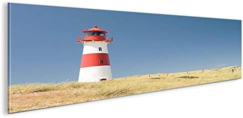 islandburner Bild Bilder auf Leinwand Leuchtturm Nordsee Dünen Panorama XXL Poster Leinwandbild Wand