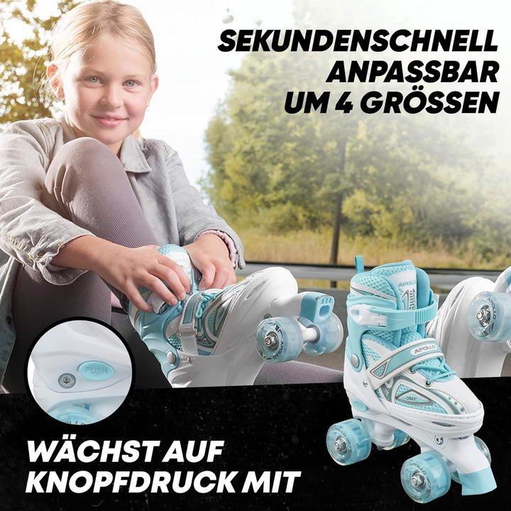 Apollo Super Quad X Pro | verstellbare Rollschuhe für Kinder | komfortable, grössenverstellbare LED