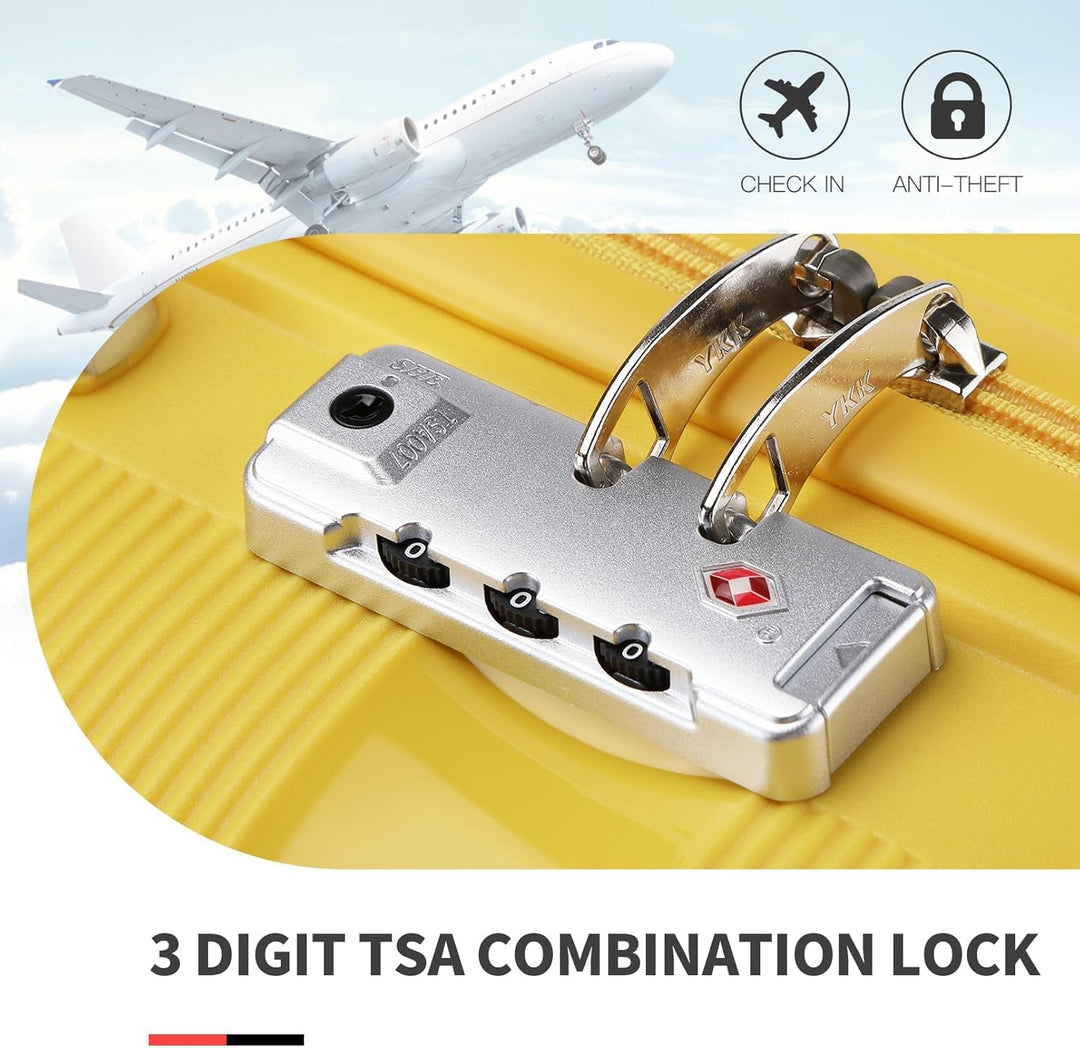 KONO Koffer Trolleys Reisekoffer mit TSA Schloss M (55cm Handgepäck) Gelb, M (55cm Handgepäck) Gelb