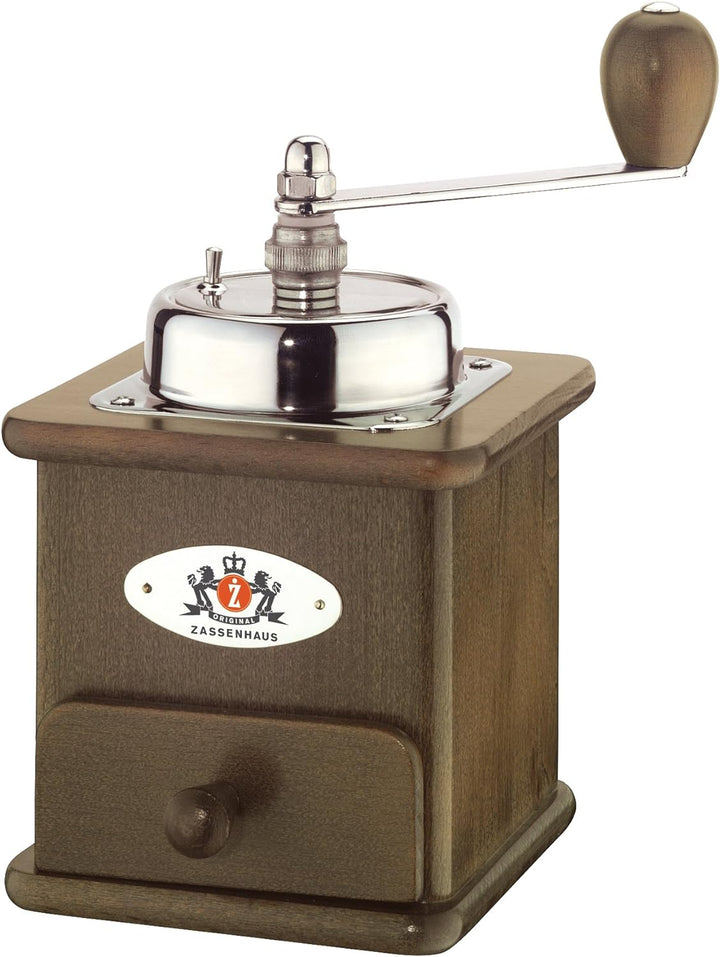 Zassenhaus Kaffeemühle Manuell BRASILIA | Buche dunkel gebeizt | 12 x 12.5 x 20cm | zum Mahlen von K