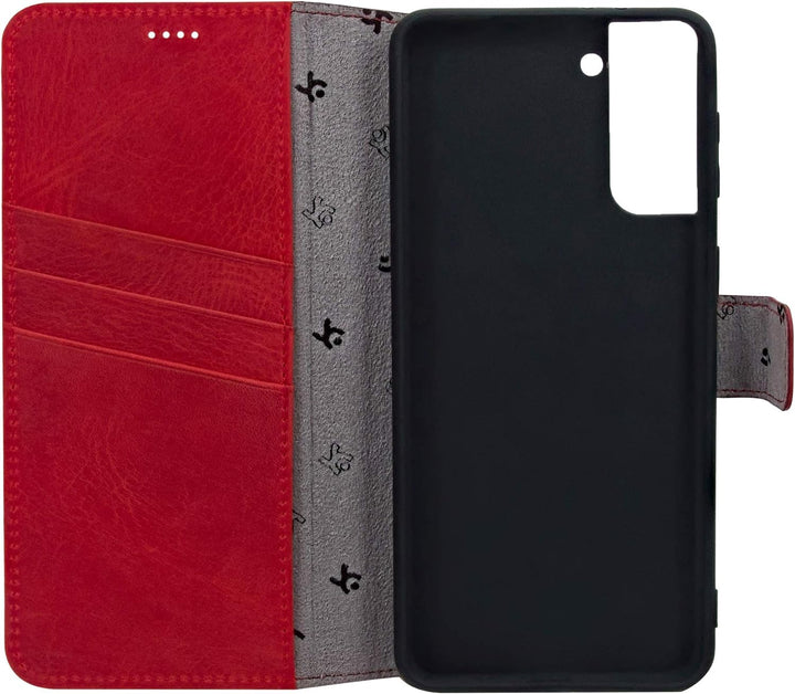Suncase Book-Style Hülle kompatibel mit Samsung Galaxy S22 Plus 5G Leder Tasche (Slim-Fit) Lederhüll