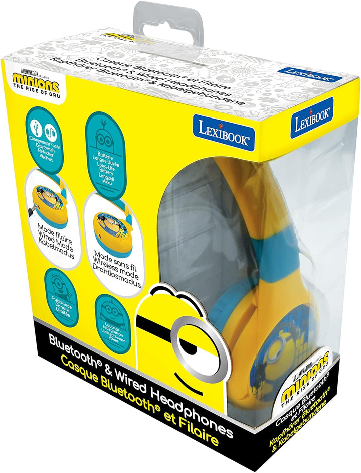 Lexibook Despicable Me 2-in-1-Bluetooth-Kopfhörer für Kinder Stereo Wireless Wired Kindersicher für