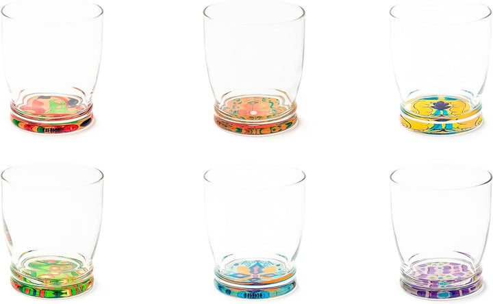 Excelsa Lissabon 6 Gläser mit dekoriertem Boden, Ml. 340, Durchmesser 8 cm, Glas
