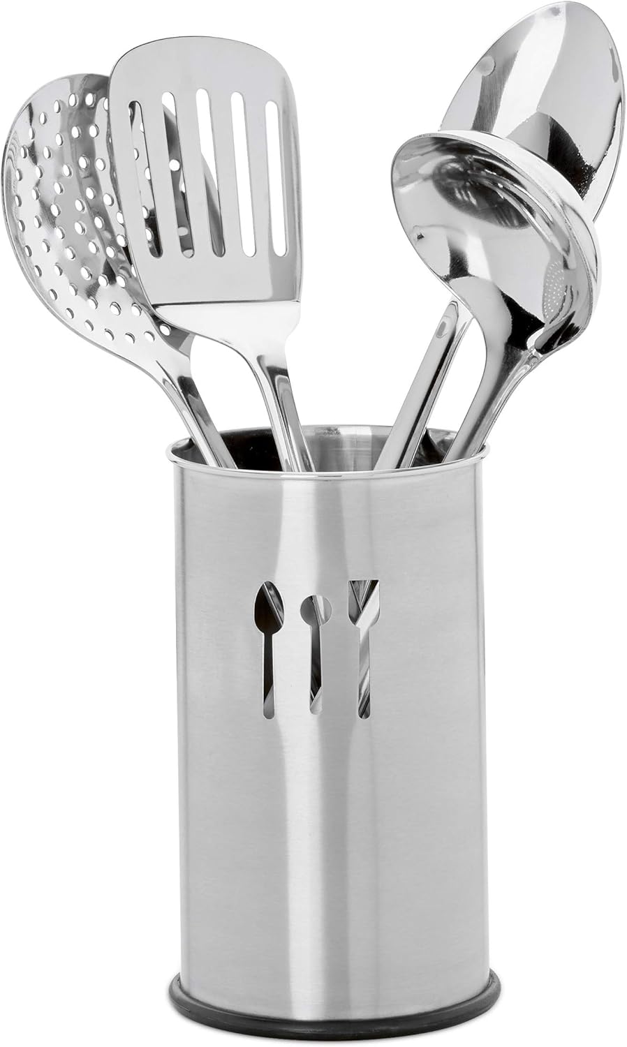 Relaxdays Küchenhelfer Set Edelstahl, 5 Teile, Besteckhalter, 4 Küchenutensilien, Kochzubehör, Kochg