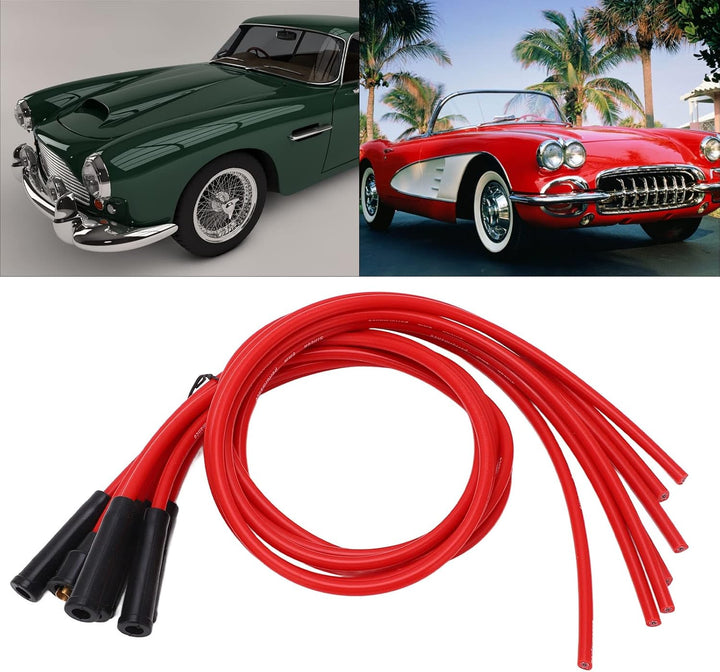 Zündkerzenkabel, Auto Zündkabel Set Rot 8mm Durchmesser 1m Länge Zündkabel Rot Ersatz für 6 Zylinder