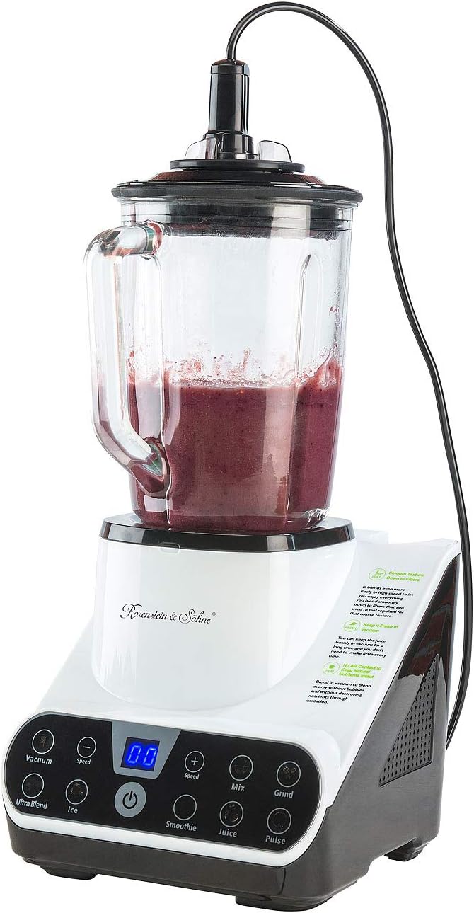 Rosenstein & Söhne Vakuum Mixer: Standmixer mit Vakuumier-Funktion & LED-Touch-Display, 1,5 l, 1.300