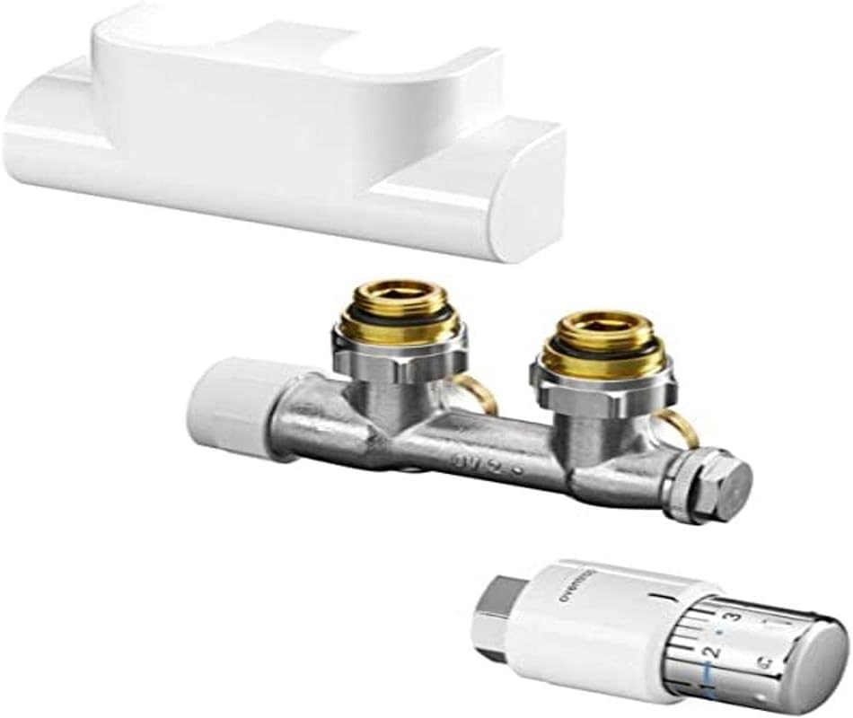 Oventrop Zubehör Set für Heizstrahler für Badezimmer, mit thermostat Uni SH Multiblock T-Form 118418