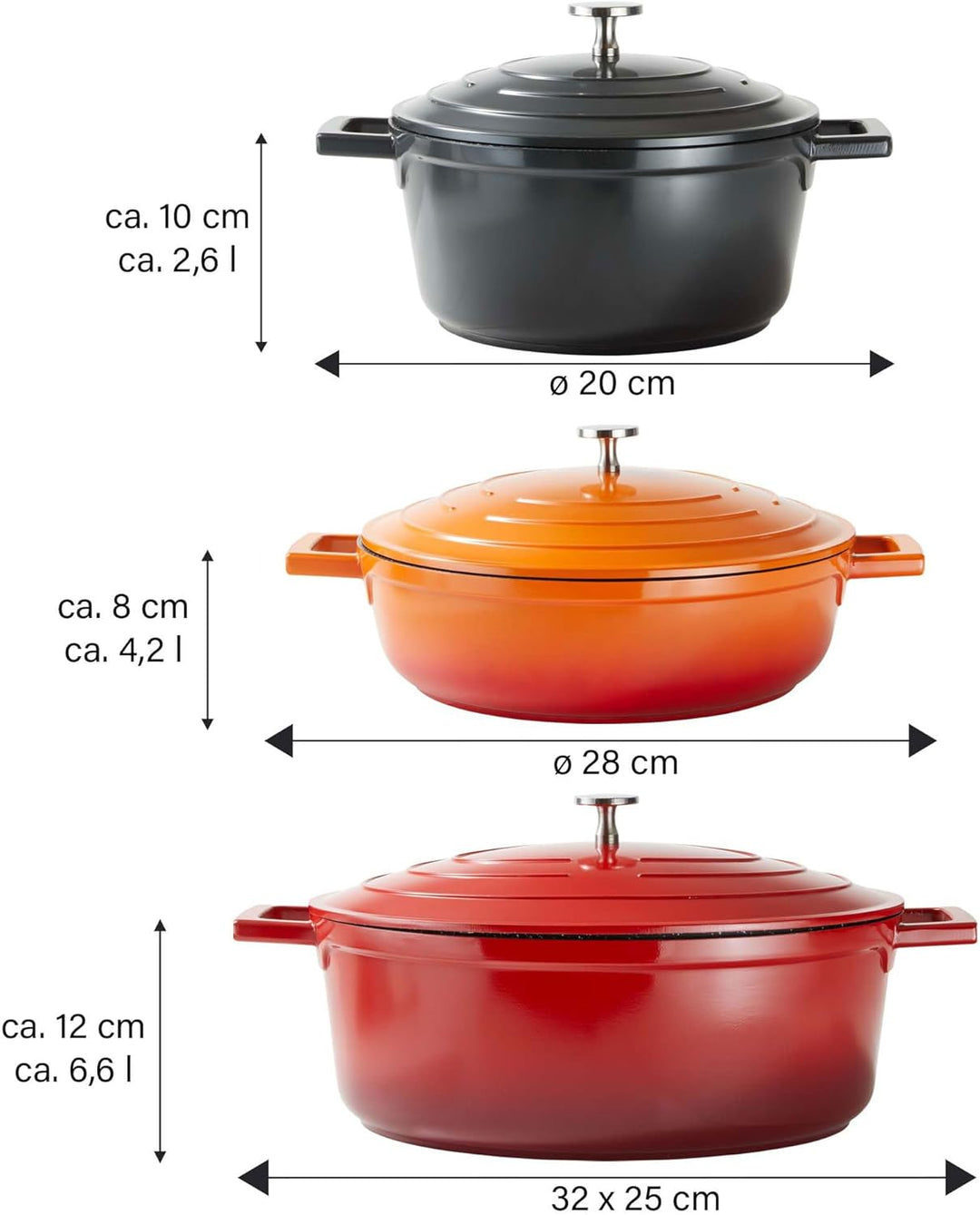 STONELINE Bräter Induktion 28 cm, 4,2 L, Bräter mit Deckel, Aluguss beschichteter Topf mit echten St