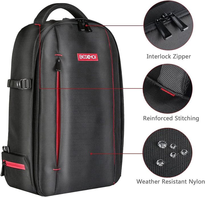 Beschoi Fotorucksack wasserdicht Kameratasche Kamerarucksack mit Laptopfach für Canon Sony Nikon Oly