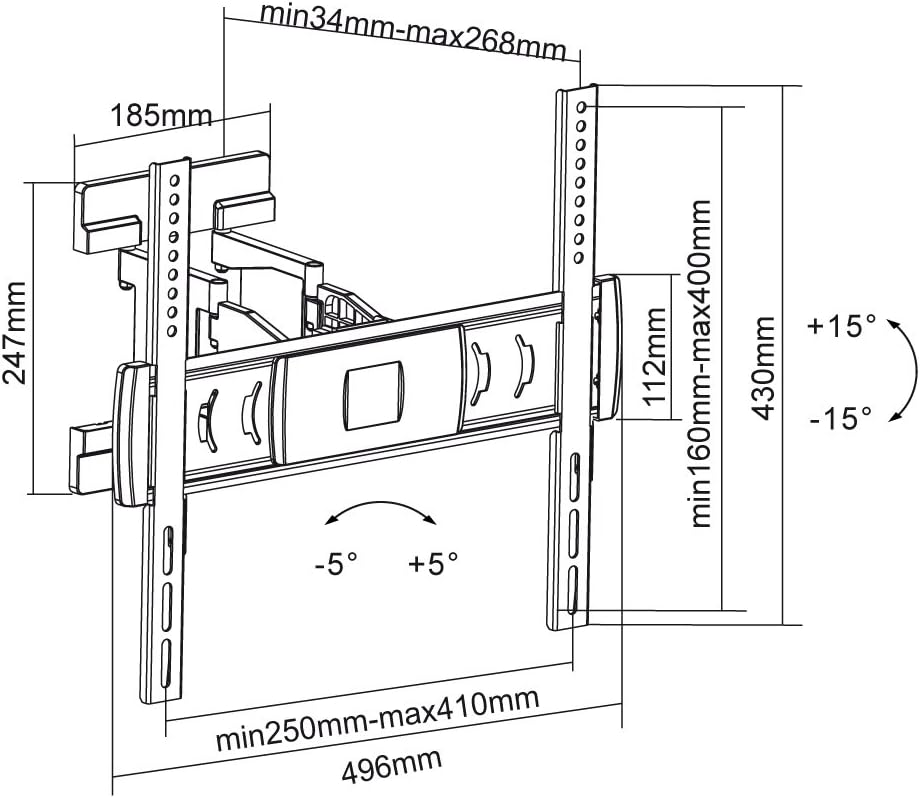 PureMounts MOTION-52 Wandhalterung für TV Geräte mit 66-132cm (26-52"), VESA 400x400, neigbar: +/-15