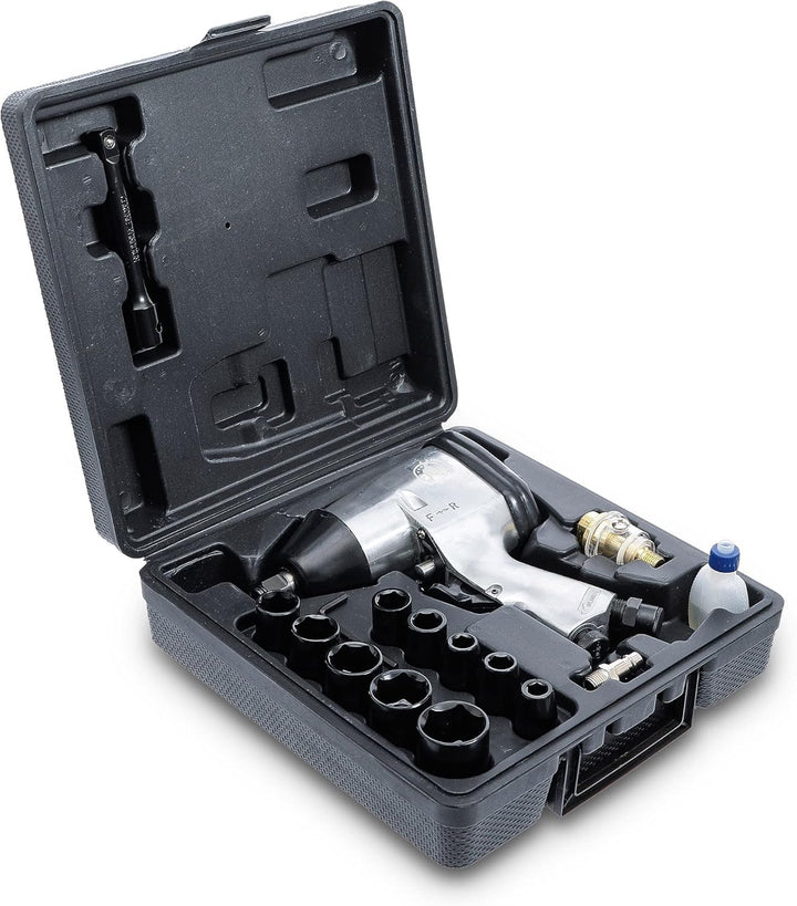 BGS Diy 3211 | Druckluft-Schlagschrauber mit Werkzeugsatz | 12,5 mm (1/2") | 312 Nm | 16-tlg.
