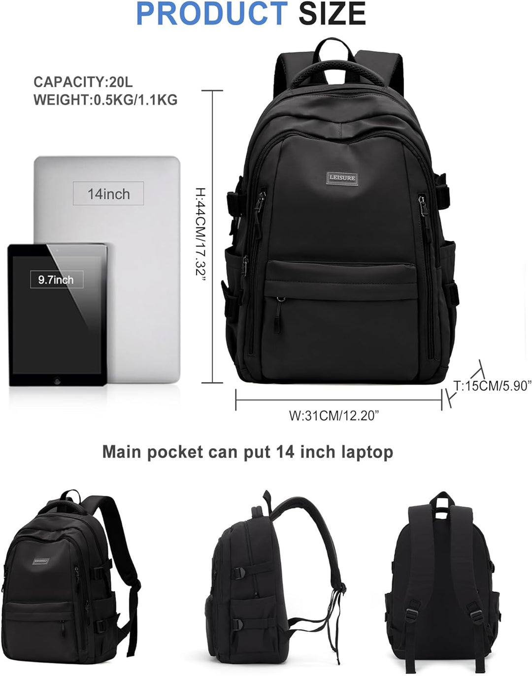 Schulrucksack Mädchen, Lässig Rucksack Damen Klein Modern Elegant Travelite Leichter Laptop Daypack