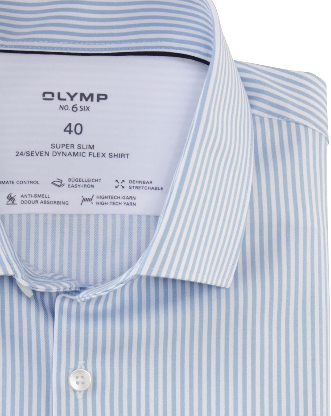 OLYMP Herren Oberhemd Langarm No.Six.24.Seven,Römer Streifen,super Slim,Modern Kent 37 Bleu 11, 37 B