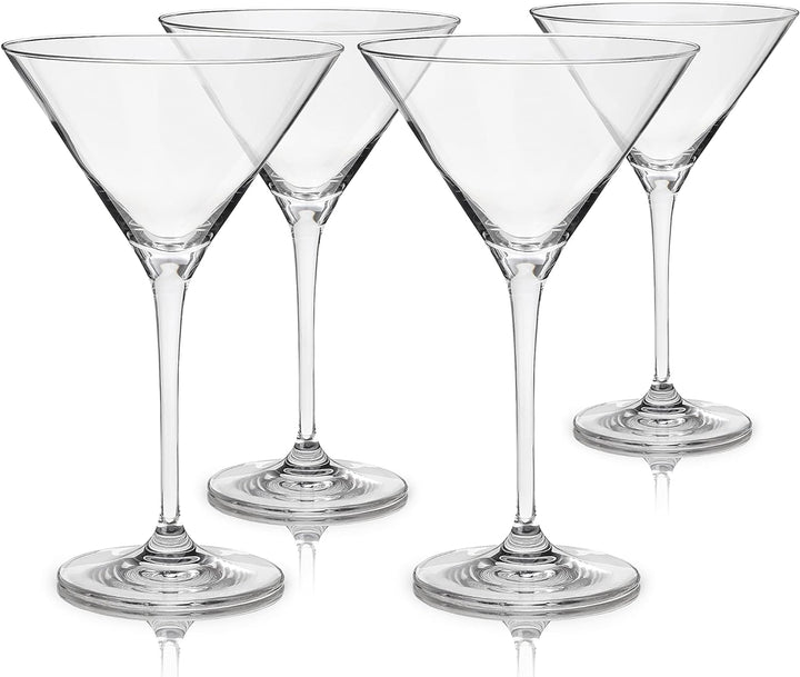 Viski Reserve European Crystal Martini-Gläser, 4 Cocktailgläser mit Stiel aus bleifreiem Kristallgla