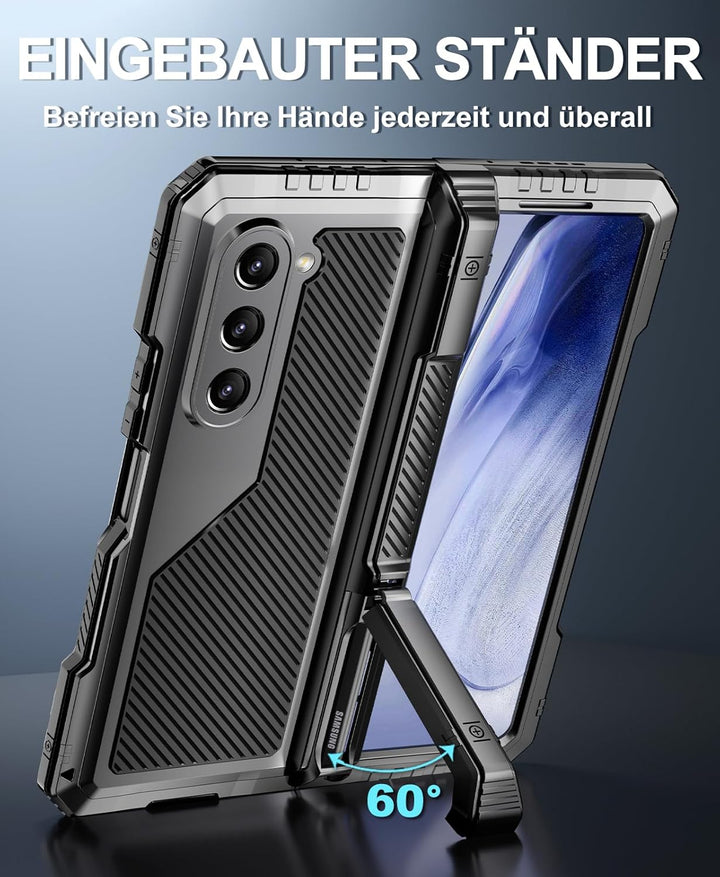 Beeasy für Samsung Galaxy Z Fold 5 Hülle, 360 Grad Outdoor Stossfeste Schutzhülle mit S Pen Halter u
