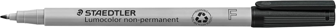 STAEDTLER Folienstift non-permanent Lumocolor, schwarz, wasserlöslich, Made in Germany, lange Lebens