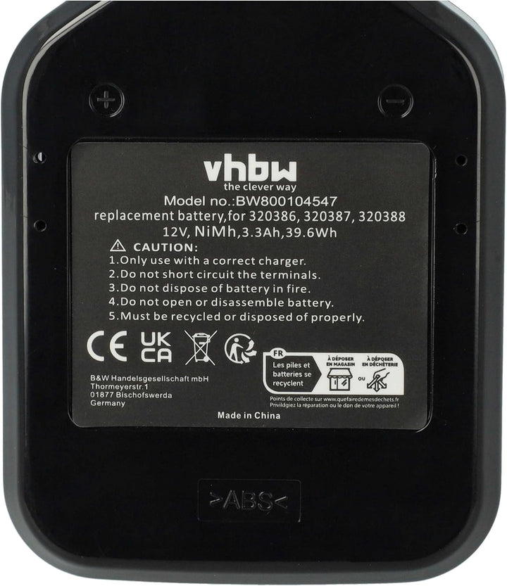 vhbw 1x Akku kompatibel mit Hitachi WR12DM2, WR 12DM2, WR12DMR, WR 12DMR Elektrowerkzeug (3300 mAh,