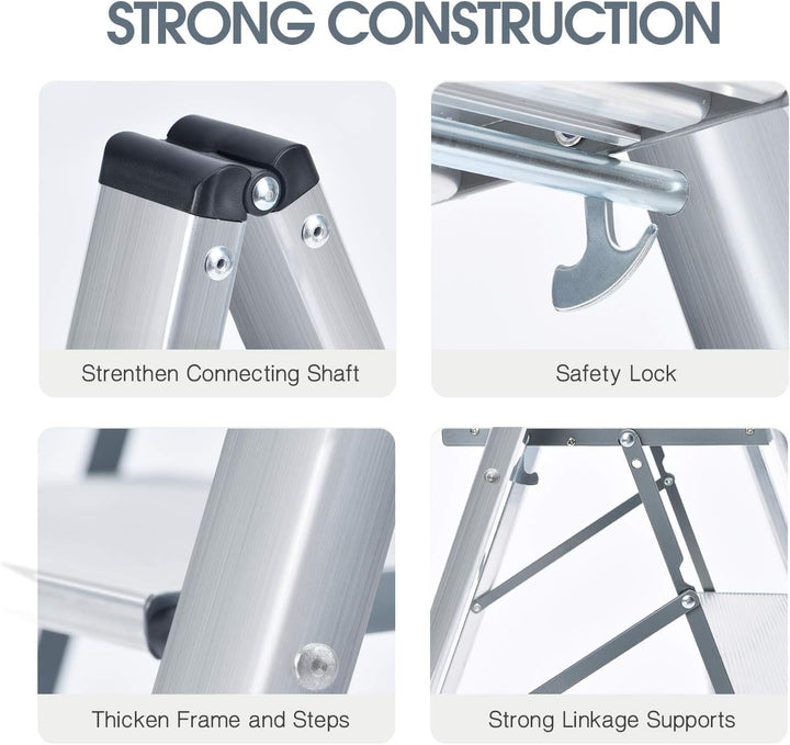 Kingrack Stufenleiter,Klapptritt,Aluminium Tritthocker,rutschfeste Stehleiter,klein und kompakt,Bela