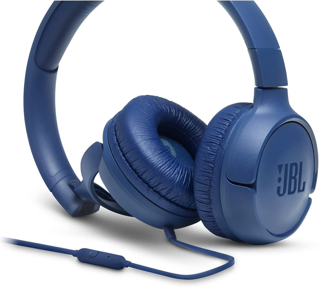JBL Tune 500 On-Ear Kopfhörer mit Kabel in Blau – Ohrhörer mit 1-Tasten-Fernbedienung, integriertem
