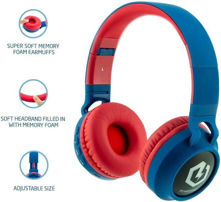 PowerLocus Kinderkopfhörer Bluetooth, Kinder Kopfhörer Over-Ear mit 85db Lautstärkebegrenzung LED-li
