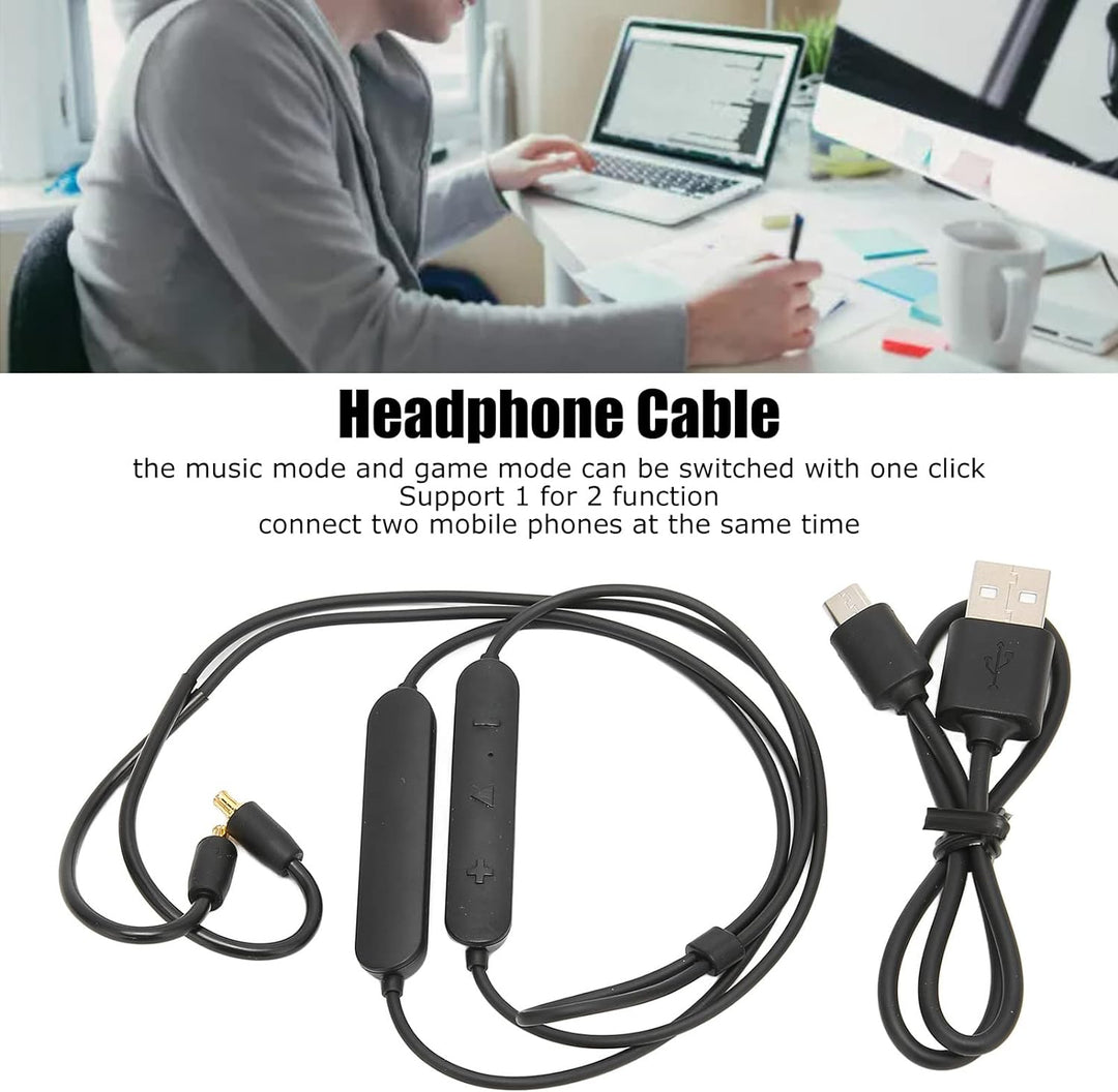 Goshyda Bluetooth Wireless Kopfhörer A2DC Adapterkabel, AptX Low Latency 2 Modi Ergonomisches Wirele