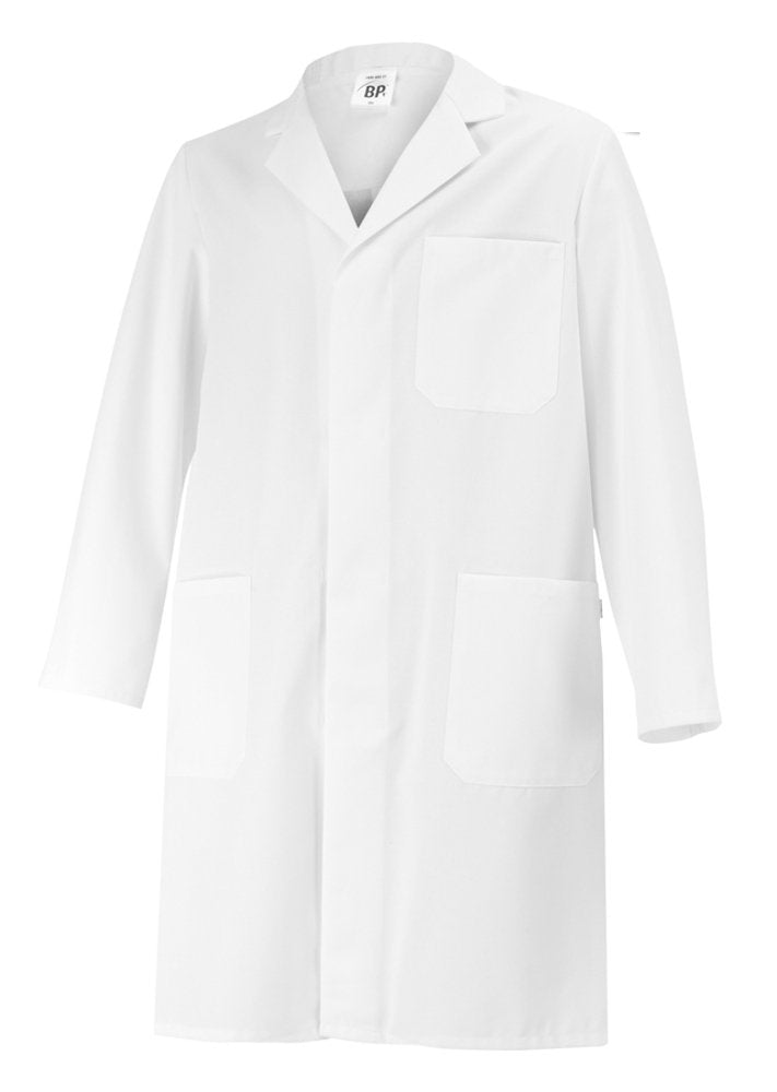 BP 1656-400-21-XLn Unisex-Mantel, Langarm, Kragen mit Aufschlag, 215,00 g/m² Stoffmischung, weiss, X