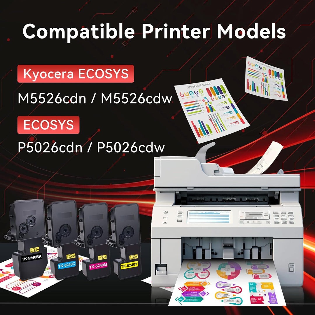 PINALL TK-5240 Toner Kompatibel für Kyocera Ecosys M5526cdw M5526cdn für Kyocera TK-5240K TK5240 TK5