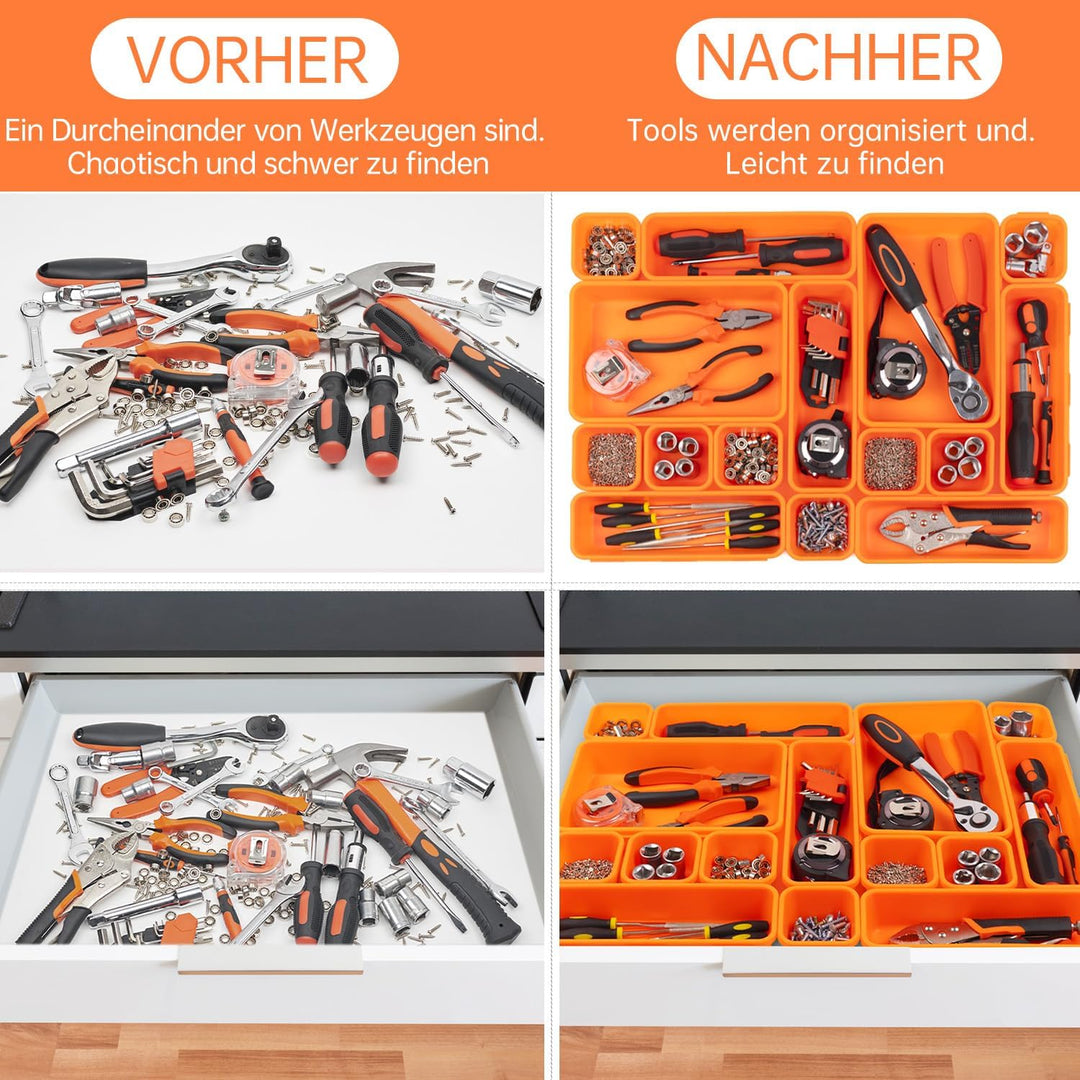 45 Stück Werkzeugkoffer Leer Organizer Sortierbox, Werkzeugaufbewahrung Schubladen Ordnungssystem We