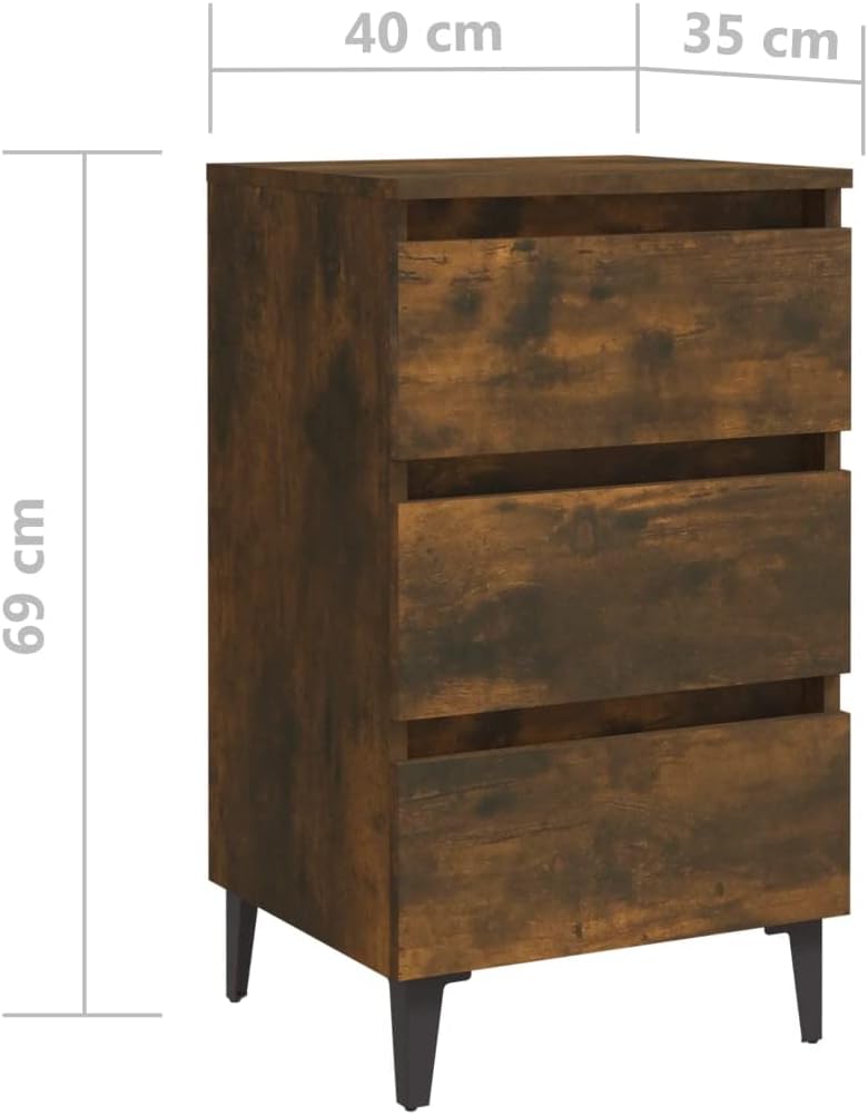 FIRBNUS Bedside Table Nachtkonsole Beistelltisch mit Stauraum Night Stand Nachttisch mit Metallbeine