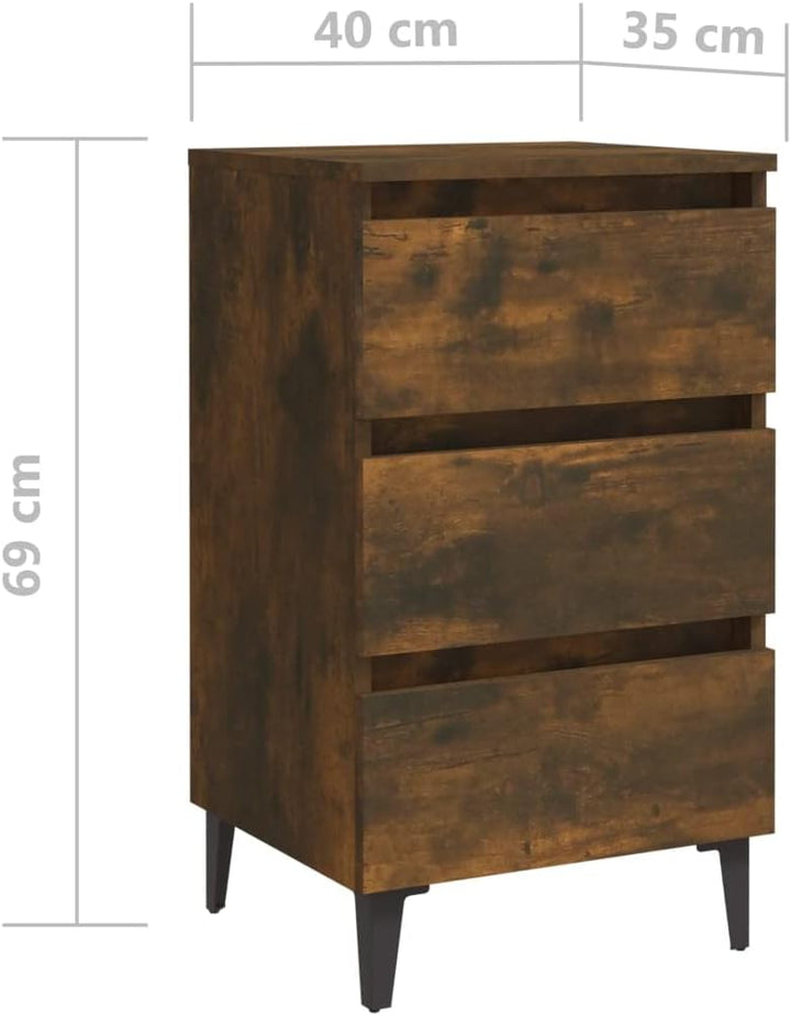 FIRBNUS Bedside Table Nachtkonsole Beistelltisch mit Stauraum Night Stand Nachttisch mit Metallbeine