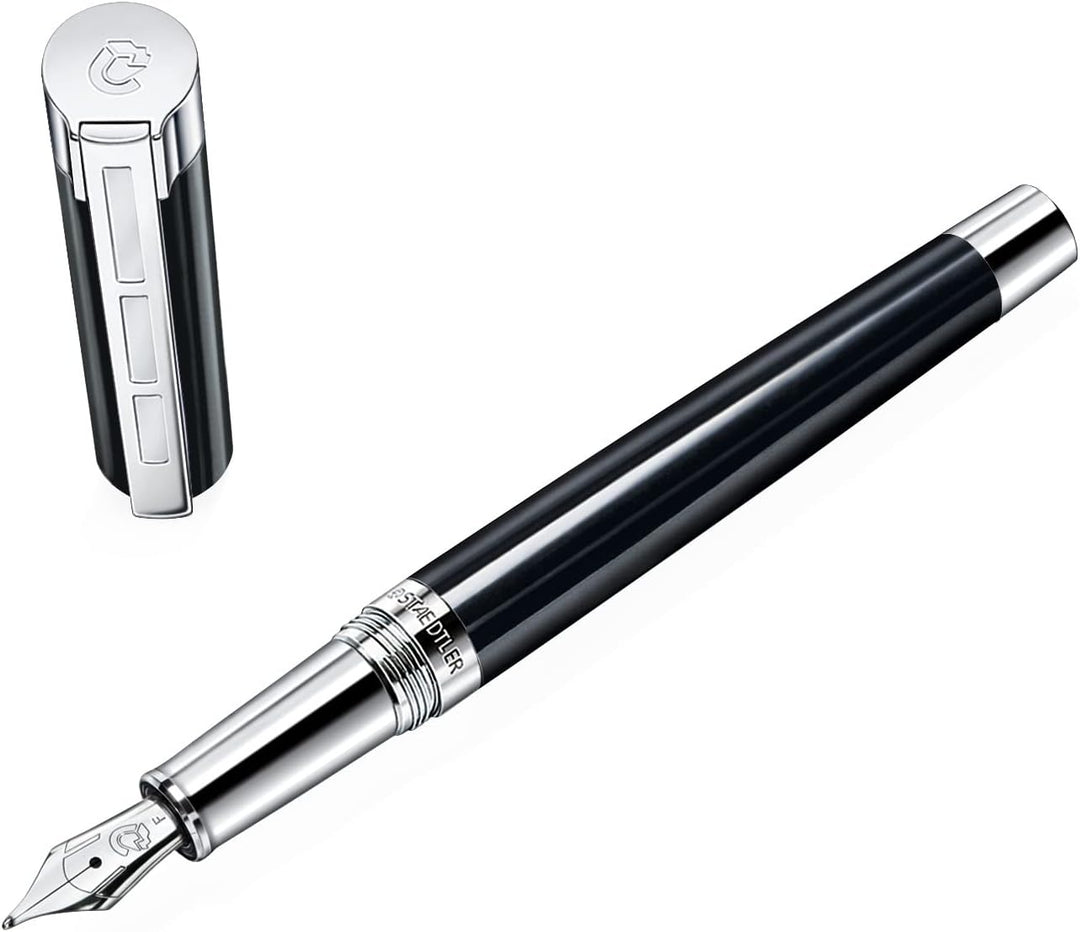 STAEDTLER Initium Resina Füllhalter, schwarzes Edelharz, F, Made in Germany, mit edler Geschenkverpa