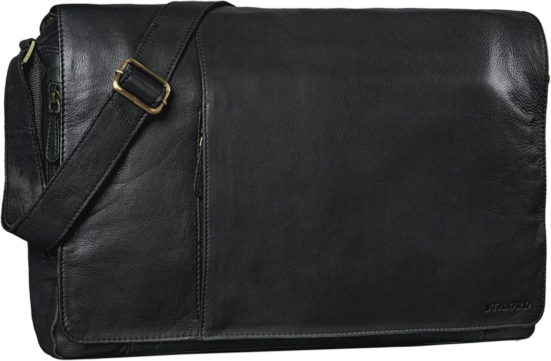 STILORD 'Maximus' XXL Ledertasche riesige Umhängetasche Unitasche 17 18 19 21 Zoll Laptop Aktentasch