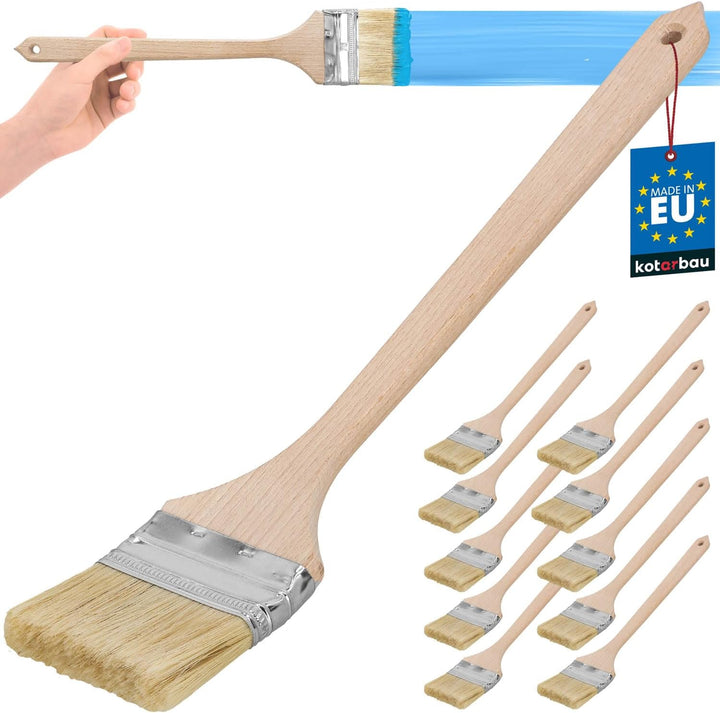 KOTARBAU® 10er Set Heizkörperpinsel 76 mm Winkelpinsel Lasurpinsel Lackierpinsel Malerpinsel Holzpin