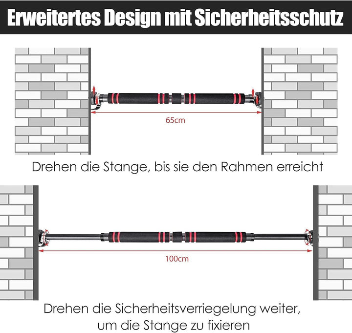 COSTWAY Klimmzugstange für den Türrahmen ohne Schrauben, Tür Reckstange bis zur 120KG belastbar, Tür