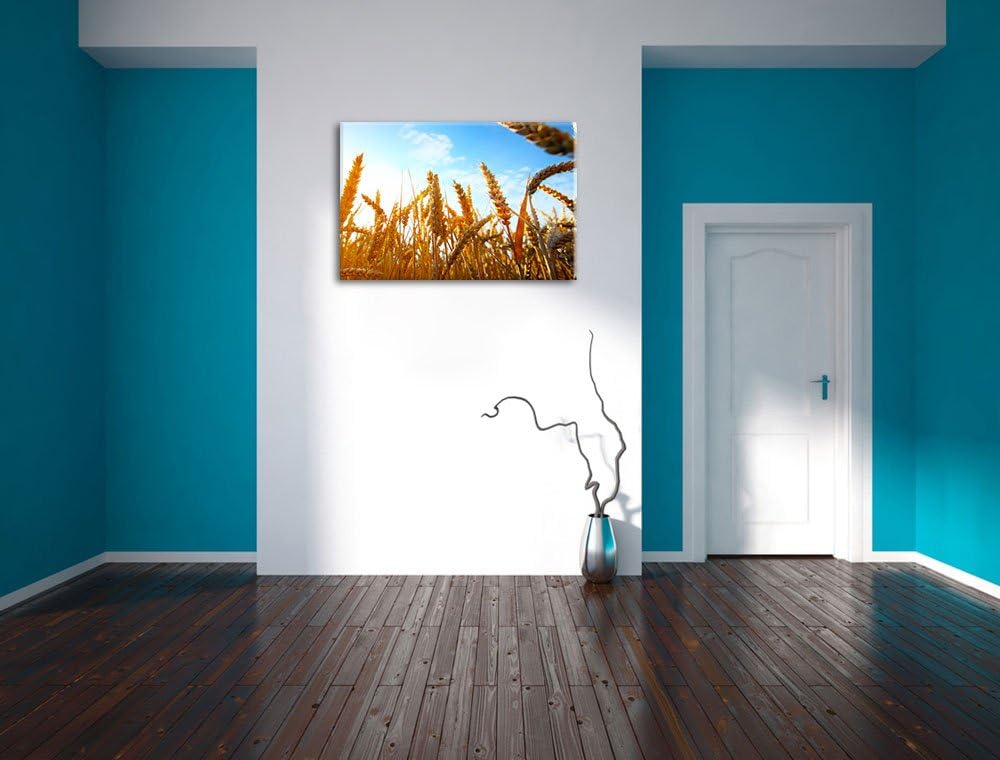 Getreide im Sonnenschein Format: 100x70 auf Leinwand, XXL riesige Bilder fertig gerahmt mit Keilrahm