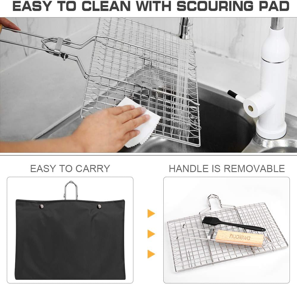 Faltbarer BBQ Grillkorb, Huolewa Tragbares Grillwerkzeug Grillroste Grillkorb Grill für Fischgemüse